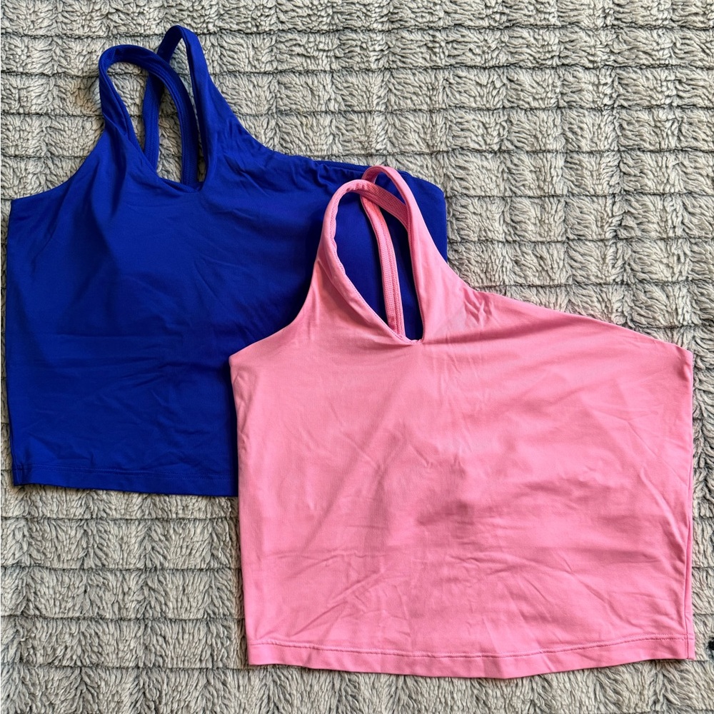 All in Motion Asymmetrical Crop Tank Top Blue Pink